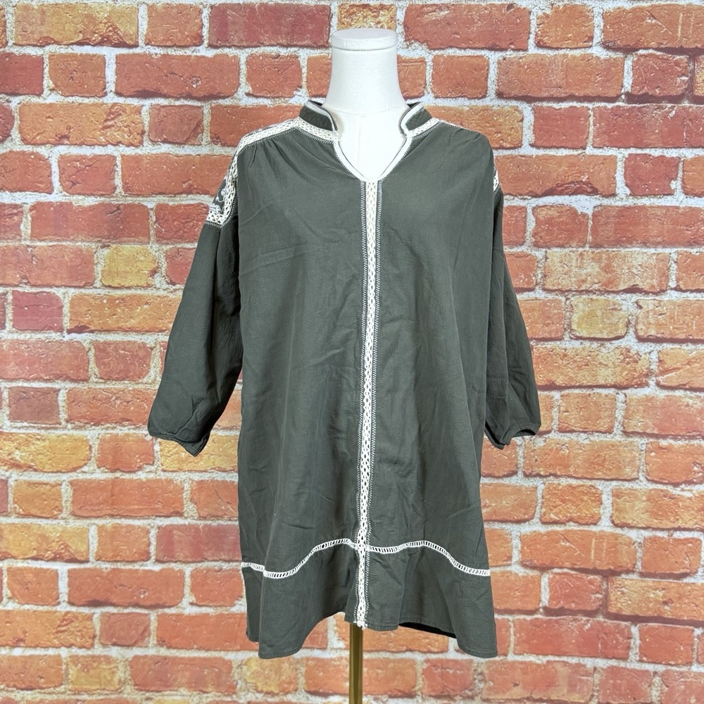 Hayden Los Angeles Tunic Blouse Boho 3/4 Sleeves Peasant Women's Size Small‎